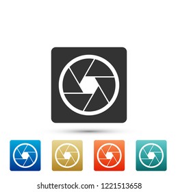 Camera shutter icon isolated on white background. Set elements in colored icons. Flat design. Vector Illustration