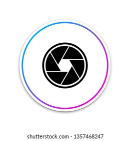 Camera shutter icon isolated on white background. Circle white button. Vector Illustration