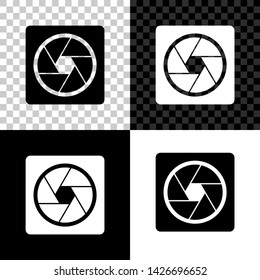 Camera shutter icon isolated on black, white and transparent background. Vector Illustration