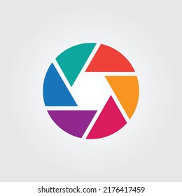 Camera shutter icon isolated on white background colorful vector illustration