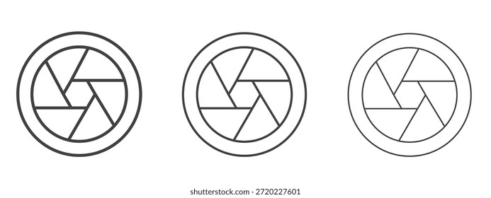 Icono del obturador de la cámara en estilo doodle de arte de línea. Signo de contorno de trazo editable, eps 10