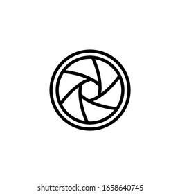 Camera shutter icon in linear, outline icon isolated on white background