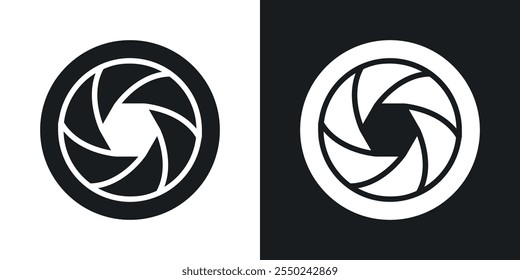 Camera shutter icon pack in black color.