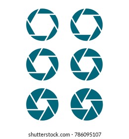 camera shutter icon set, aperture and photography 