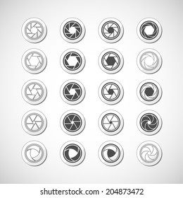 camera shutter icon set, vector eps10.