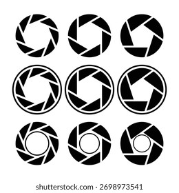 Camera shutter icon set vector