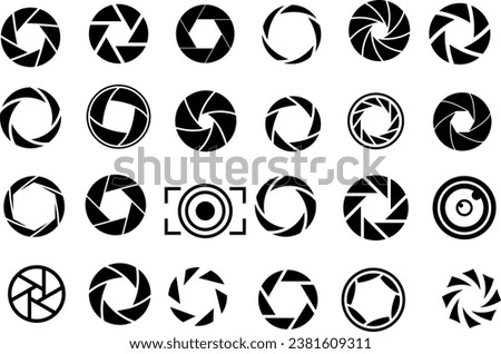 Camera shutter icon set, vector illustration, Abstract and detailed designs. Perfect for photography, aperture, lens, focus, flash, zoom, digital image, picture, photo, graphic design symbol