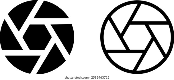 Camera Shutter Icon Sign – Photography and Digital Media Vector Symbol Set