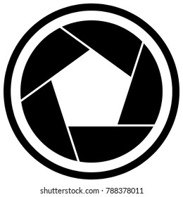 Camera shutter icon symbol and shutter blade vector illustration
