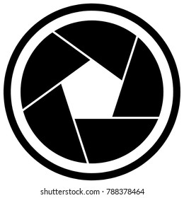 Camera shutter icon symbol and shutter blade vector illustration
