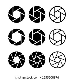 	
camera shutter icon symbol vector set. camera lens icon illustration