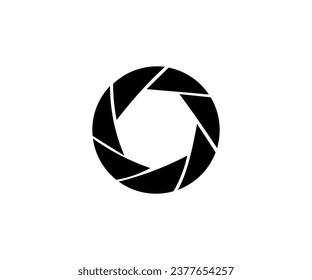 Camera shutter icon. Vector black camera shutter and silhouette lens aperture.
