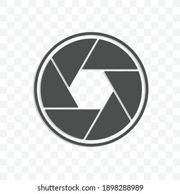 Camera shutter icon vector illustration isolated sign symbol - black and white style in transparent background.