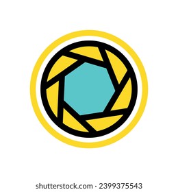 Camera shutter Icon Vector Illustration. Camera shutter Lineal Color Icon