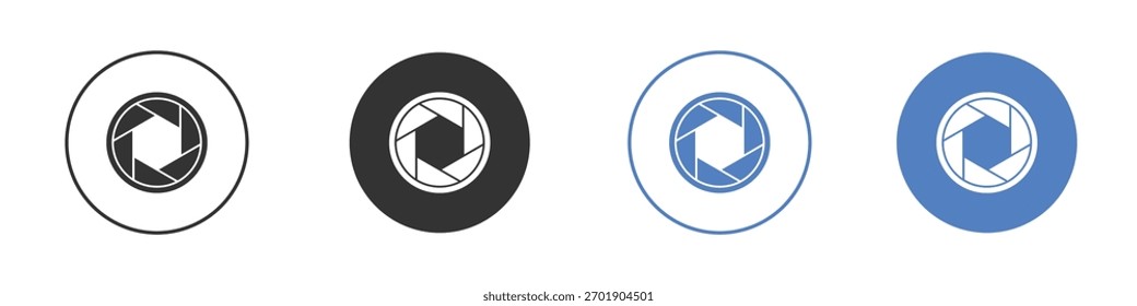Vetor de ícone do obturador da câmera. Design de ilustração do modelo de logotipo