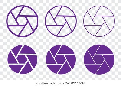 Camera shutter icon vector outline set illustration sign