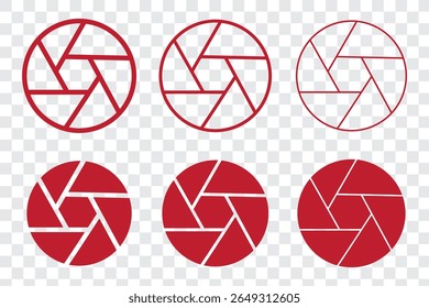 Camera shutter icon vector outline set illustration sign