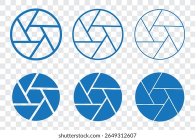 Camera shutter icon vector outline set illustration sign