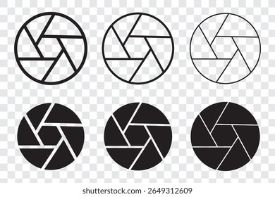 Camera shutter icon vector outline set illustration sign
