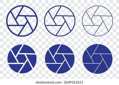 Camera shutter icon vector outline set illustration sign