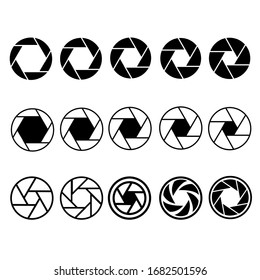 Camera Shutter icon vector set. Camera lens illustration sign collection. diaphragm petals symbol or logo.