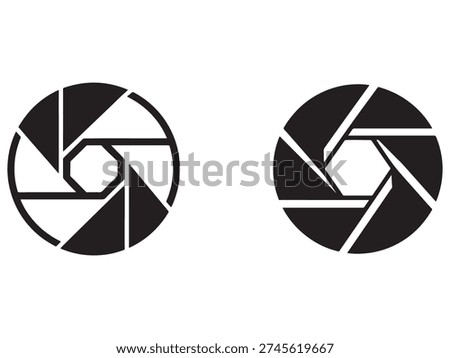 Camera shutter icons black and white camera aperture symbols photography elements shutter designs