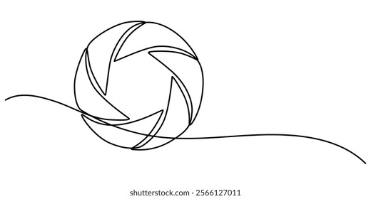 Camera shutter icons, Camera lens icon line continuous drawing vector. One line Camera lens icon vector background. Aperture of the cameray icon. Continuous outline of a Camera shutter icon. pro one. 