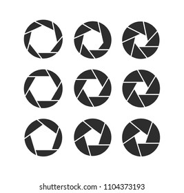 Camera shutter icons set