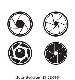 Camera shutter icons set