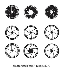 Camera shutter icons set