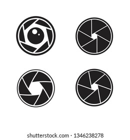Camera shutter icons set
