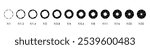 Camera shutter icons set. Aperture positions, aperture value numbers, lens diaphragm.