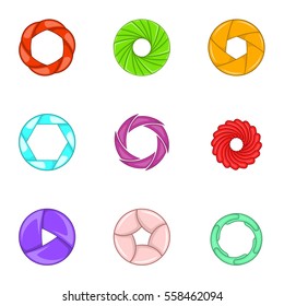 Camera shutter icons set. Cartoon illustration of 9 camera shutter vector icons for web