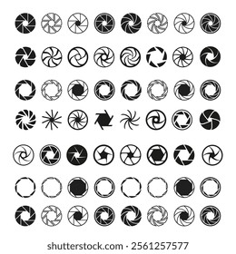 Camera shutter icons set ,camera lance icon eps file 10