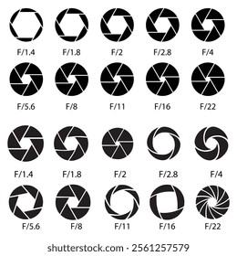 Camera shutter icons set ,camera lance icon eps file 10