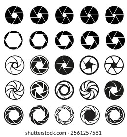 Camera shutter icons set ,camera lance icon eps file 10