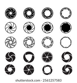Camera shutter icons set ,camera lance icon eps file 10
