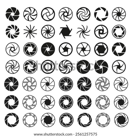Camera shutter icons set ,camera lance icon eps file 10