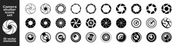 Camera shutter icons set. Camera lens diaphragm. Set photo camera lens diaphragm