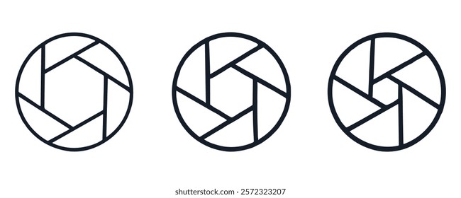 
Camera shutter icons set. Camera lens