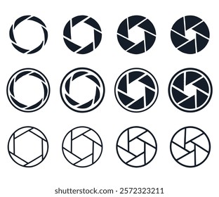 
Camera shutter icons set. Camera lens