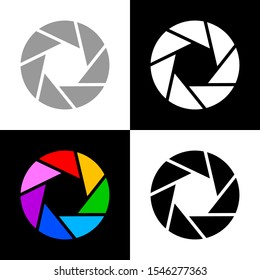 Camera shutter icons set, vector aperture