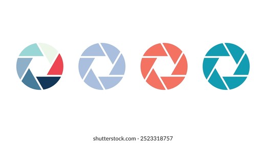 Camera shutter icons set vector. Camera Aperture Lense illustration isolated on a white background.