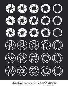 Camera shutter icons set. Vector illustration