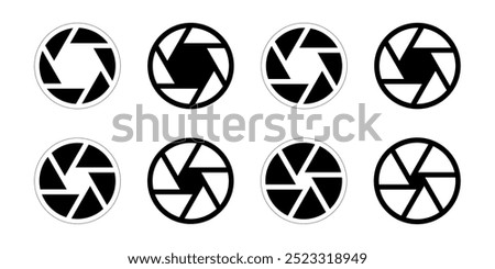 Camera shutter icons set vector illustration.