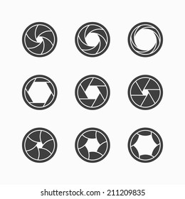 Camera shutter icons. Vector.