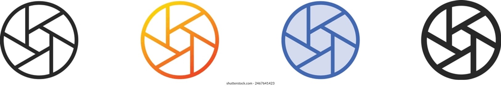 camera shutter icon.Thin Linear, Gradient, Blue Stroke and bold Style Design Isolated On White Background