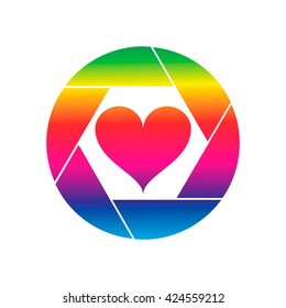 Camera shutter, isolated, with a heart inside the aperture icon
Camera objective icon vector.Camera objective icon art. Heart Icon Vector. Heart Icon symbol. Heart Icon Object. Heart Icon Picture. 