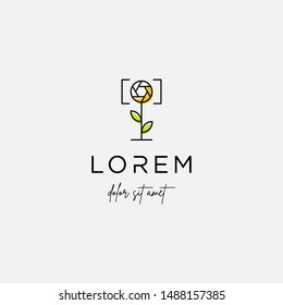 Camera Shutter Leaf Logo Design Vector Icon