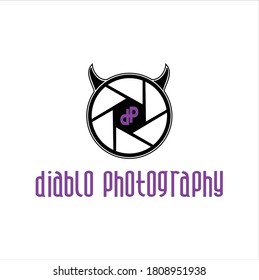 Camera Shutter Lens Aperture Pattern Photography with Initial D P Letter Diablo Photography Logo design inspiration